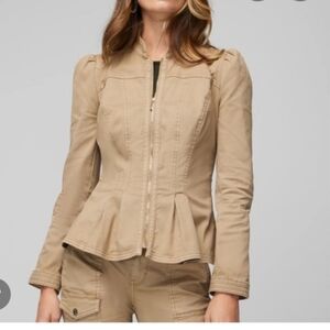 White House Black Market Khaki Peplum Jacket